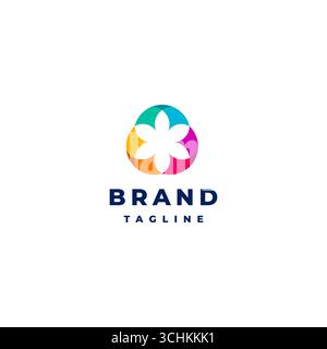 Drei Bunte Papierblumen-Logodesign. Drei Bunte Papierblumen Mit Rotierendem Logo. Stock Vektor
