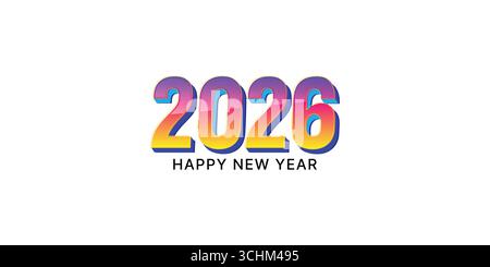 Frohes neues Jahr 2026 Vektordesign mit lustiger 3D-Illustration, 2026 Feier Stock Vektor