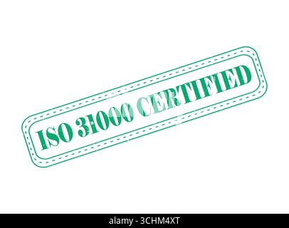 Eine nach ISO 31000 zertifizierte Gummidichtung mit Umriss Stock Vektor