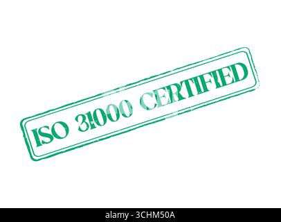 Ein nach ISO 31000 zertifiziertes Gummisiegel mit Umriss und Text Stock Vektor