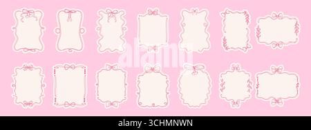 Elegantes Set mit Bogenrahmen aus Coquette. Moderne handgezeichnete wellenförmige Rahmen für Einladungen und Karten Stock Vektor