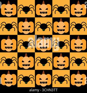 Geometrisches nahtloses Muster Bauhaus Halloween mit abstrakten modernen Formen mit Horror-Weihnachtsfiguren. Stock Vektor