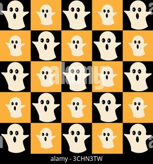 Geometrisches nahtloses Muster Bauhaus Halloween mit abstrakten modernen Formen mit Horror-Weihnachtsfiguren. Stock Vektor