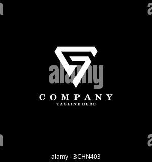 Buchstabe gs Dreiecke Streifen negative Leerlinien einfacher Logo-Vektor Stock Vektor
