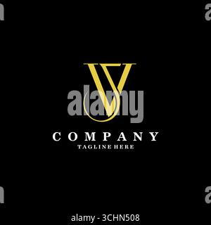 Logo mit VJ- oder JV-Schriftzug. Klassischer Stil mit luxuriösen Initialen im Monogramm. Stock Vektor
