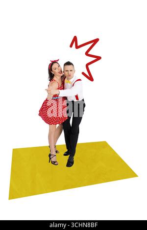 Vorlage Skizze Bild Composite Artwork Collage von Paar junge Frau Mann Tanz Ausdruck Party Unterhaltung sorglose Nacht Clubber Stockfoto