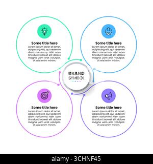 Infografik-Vorlage mit Symbolen und 4 Optionen oder Schritten. Kreise. Kann für Workflow-Layout, Diagramm, Banner, webdesign verwendet werden. Vektorgrafik Stock Vektor