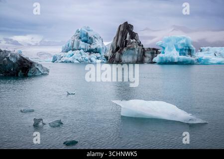 Eisberge in der Jokulsarlon Glacier Lagoon, Süd-Island Stockfoto