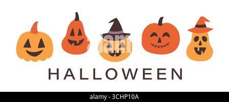 Halloween Spooky Pumpkins Cute Jack Laterne Banner Stock Vektor