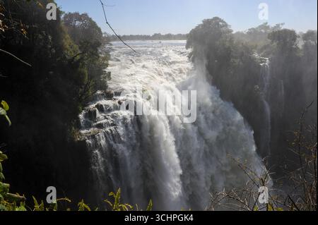 Der Wasserfall der Victoria Falls am 10. Januar 2009 in Livingston, Simbabwe. (Foto: Chris Ricco) Stockfoto
