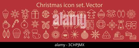 Weihnachtliches Element-Set, Weihnachtskollektion, Weihnachtssymbole Stock Vektor