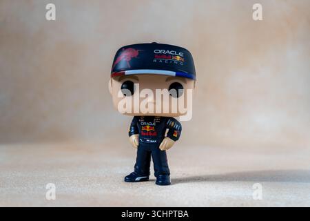 Funko POP Formula 1 Max Verstappen Figur. Formel 1 lustiges Spielzeug Red Bull Italien, Imola - 18. Mai 2025. Stockfoto