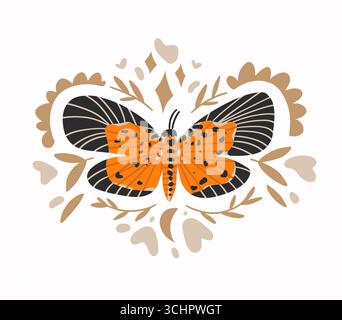 Handgezeichnete abstrakte Vektor-Clipart-Illustrations-Kollektion mit Schmetterling- und Mottenbildungs-Designkonzept. Natur-Schmetterlingsvektordesign Stock Vektor