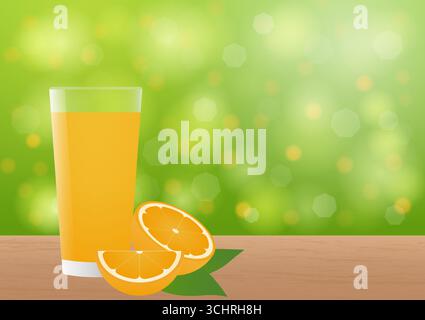 Orangensaft. Ein Glas frischer Orangensaft. Vektorabbildung. Stock Vektor