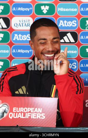 Vaduz, Liechtenstein. September 2025. Der belgische Youri Tielemans wurde während einer Pressekonferenz der belgischen Fußballnationalmannschaft der Roten Teufel am Mittwoch, den 3. September 2025, in Vaduz, Liechtenstein, vorgestellt. Das Team bereitet sich auf die WM-Qualifikation morgen gegen Liechtenstein vor. BELGA FOTO BRUNO FAHY Credit: Belga News Agency/Alamy Live News Stockfoto