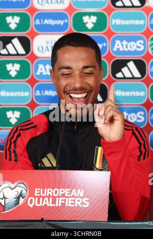 Vaduz, Liechtenstein. September 2025. Der belgische Youri Tielemans wurde während einer Pressekonferenz der belgischen Fußballnationalmannschaft der Roten Teufel am Mittwoch, den 3. September 2025, in Vaduz, Liechtenstein, vorgestellt. Das Team bereitet sich auf die WM-Qualifikation morgen gegen Liechtenstein vor. BELGA FOTO BRUNO FAHY Credit: Belga News Agency/Alamy Live News Stockfoto