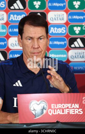 Vaduz, Liechtenstein. September 2025. Belgischer Cheftrainer Rudi Garcia wurde am Mittwoch, den 03. September 2025, während einer Pressekonferenz der belgischen Fußballnationalmannschaft Rote Teufel in Vaduz, Liechtenstein, vorgestellt. Das Team bereitet sich auf die WM-Qualifikation morgen gegen Liechtenstein vor. BELGA FOTO BRUNO FAHY Credit: Belga News Agency/Alamy Live News Stockfoto