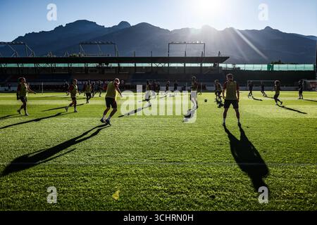 Vaduz, Liechtenstein. September 2025. Die Red Devils wurden während eines Trainings der belgischen Fußballnationalmannschaft Red Devils in Vaduz, Liechtenstein, am Mittwoch, den 03. September 2025, dargestellt. Das Team bereitet sich auf die WM-Qualifikation morgen gegen Liechtenstein vor. BELGA FOTO BRUNO FAHY Credit: Belga News Agency/Alamy Live News Stockfoto