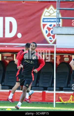 Vaduz, Liechtenstein. September 2025. Der belgische Youri Tielemans wurde am Mittwoch, den 3. September 2025, während eines Trainings der belgischen Fußballnationalmannschaft Rote Teufel in Vaduz, Liechtenstein, gezeigt. Das Team bereitet sich auf die WM-Qualifikation morgen gegen Liechtenstein vor. BELGA FOTO BRUNO FAHY Credit: Belga News Agency/Alamy Live News Stockfoto