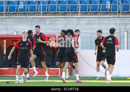 Vaduz, Liechtenstein. September 2025. Die Red Devils wurden während eines Trainings der belgischen Fußballnationalmannschaft Red Devils in Vaduz, Liechtenstein, am Mittwoch, den 03. September 2025, dargestellt. Das Team bereitet sich auf die WM-Qualifikation morgen gegen Liechtenstein vor. BELGA FOTO BRUNO FAHY Credit: Belga News Agency/Alamy Live News Stockfoto