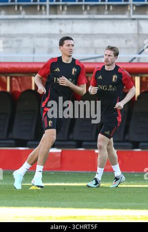 Vaduz, Liechtenstein. September 2025. Der belgische Hans Vanaken und der belgische Kevin de Bruyne wurden am Mittwoch, den 3. September 2025, während eines Trainings der belgischen Fußballnationalmannschaft Red Devils in Vaduz, Liechtenstein, gezeigt. Das Team bereitet sich auf die WM-Qualifikation morgen gegen Liechtenstein vor. BELGA FOTO BRUNO FAHY Credit: Belga News Agency/Alamy Live News Stockfoto