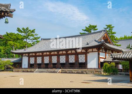 Große Vorlesungshalle (Daikodo) des Horyu Ji Tempels. Dieser Tempel ist ein buddhistischer Tempel in Ikaruga, Präfektur Nara, Japan. Dieser Tempel ist ein buddhistisches Denkmal Stockfoto