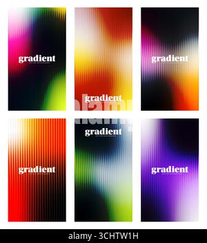 Hintergrundeinstellung für Welligkeit Glasverzerrung. Kollektion abstrakte, gerippte Glasstruktur mit fraktalem Effekt und lebendigen Verläufen. Dynamisches Design mit Reed-Design Stock Vektor