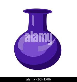 Einfache blaue Vase im Cartoon-Stil. Vektorillustration isoliert auf weißem Hintergrund. Stock Vektor