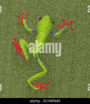 Rote Augen Baum Frosch Mosaik, Vektorgrafik Künste. Stock Vektor