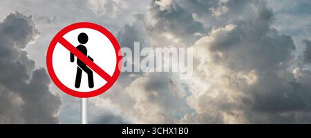 Kein Eintrittschild auf weißem Hintergrund Stockfoto