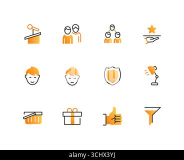 Marketing und Business – Satz von Symbolen im Liniendesign Stock Vektor