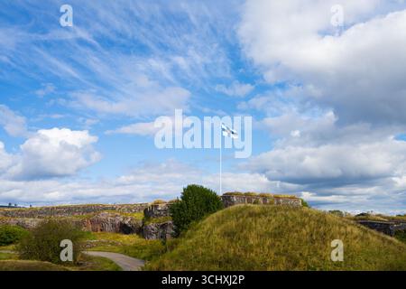 Helsinki, Finnland. August 2025. Die militärischen Befestigungsanlagen rund um die Insel Stockfoto