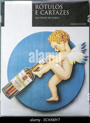 Weinposter, Weinprobe mit dem Eigentümer Jose, Casa de Sezim, Weingut Grande Escolha in der Region Minho, der Garten von Portugal, Nespereira, br Stockfoto
