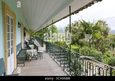 Casa de Sezim, Weingut Grande Escolha in der Region Minho, der Garten Portugals, Nespereira, Bezirk Braga, Portugal, Europa, Vogelperspektive Stockfoto
