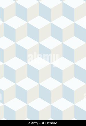 Ein geometrisches Muster mit einem isometrischen Würfeldesign in einem sich wiederholenden Raster. Stockfoto