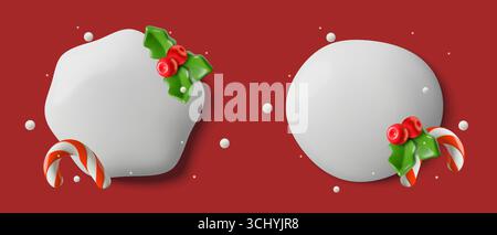 Weihnachtsrunde, schneebedeckte Textbox für Verkaufsbanner oder Post in sozialen Medien. Stock Vektor