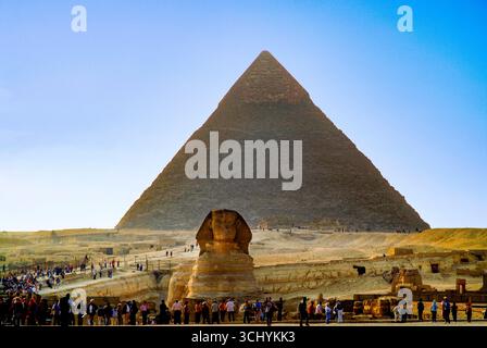Pyramide von Khafre und die große Sphinx, Kairo, Ägypten Stockfoto