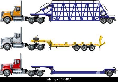Vector Sattelschlepper auf weiß isoliert gesetzt. Verfügbares EPS-10, das durch Gruppen und Ebenen mit Transparenzeffekten getrennt ist Stock Vektor