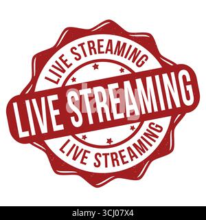 Live Streaming Grunge Gummistempel auf weißem Hintergrund, Vektor-Illustration Stock Vektor