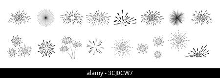 Black Firework Burst Icons Set Vektor feiern Stock Vektor