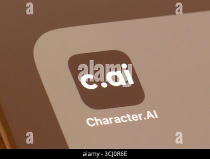 Charakter-KI-App auf einem Smartphone-Bildschirm Stockfoto