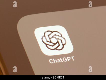ChatGPT AI oder Artifical Intelligence App auf einem Smartphone-Bildschirm Stockfoto