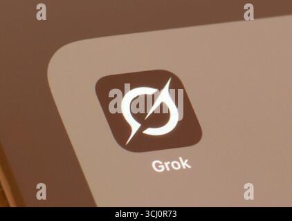 Grok AI oder Artifical Intelligence App auf einem Smartphone-Bildschirm Stockfoto