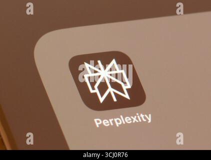 Perplexity AI oder Artifical Intelligence App auf einem Smartphone-Bildschirm Stockfoto