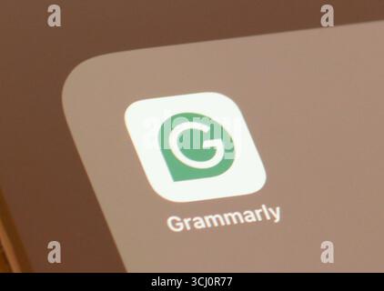 Grammarly AI oder Artifical Intelligence App auf einem Smartphone-Bildschirm Stockfoto