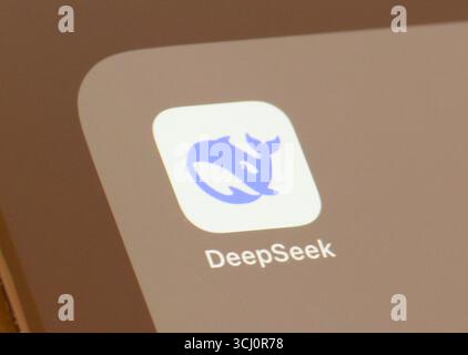 Deepseek AI oder Artifical Intelligence App auf einem Smartphone-Bildschirm Stockfoto