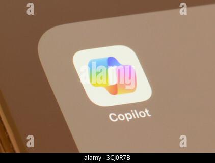 Microsoft Copilot AI oder Artifical Intelligence App auf einem Smartphone-Bildschirm Stockfoto