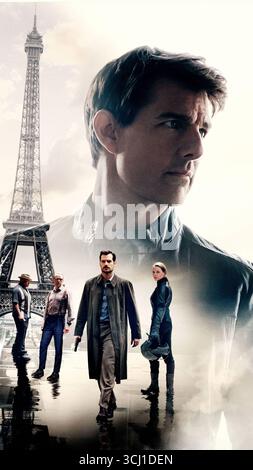 Mission: Impossible - Fallout Jahr: 2018 USA Regie: Christopher McQuarrie Tom Cruise, Ving Rhames, Simon Pegg, Henry Cavill, Rebecca Ferguson Poster (Kunstwerk) Stockfoto