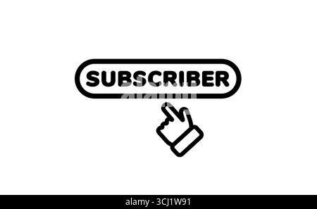 Symbol einer Hand, die auf eine Schaltfläche zum Abonnieren in einem einfachen Design für die Online-Interaktion klickt Stock Vektor