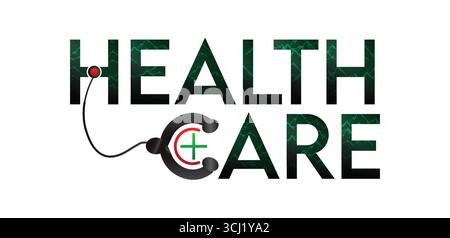 Healthcare Logo medizinischer Text Effekt Healthcare Typografie Vektor Text medizinische PNG Bilder Stock Vektor